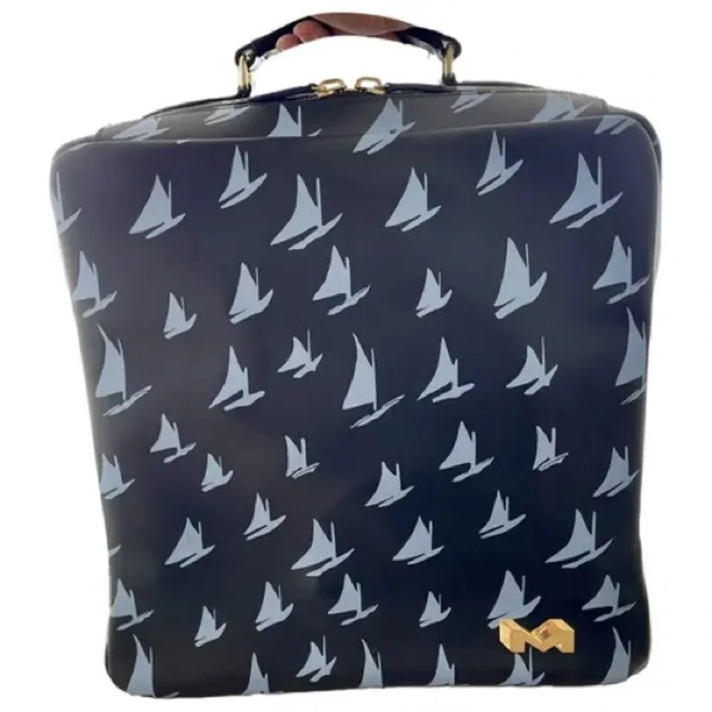 MARNI Spring/Summer 2018 Unisex Blue Leather Sailboat Satchel Bag (B003)